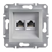 Розетка компьютерная RJ-45 двойная, алюминий, EPH4400161 Asfora Schneider