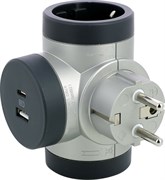 Блок поворотный на 3 боковые розетки, с USB A+C, алюминий, премиум 694524 Legrand