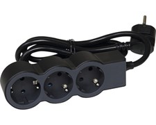 Удлинитель на 3 розетки, 16 А, кабель 1,5 м, черный, стандарт 694550 Legrand