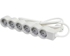 Удлинитель на 6 розеток, 16 А, кабель 1,5 м, белый/серый, стандарт 694557 Legrand