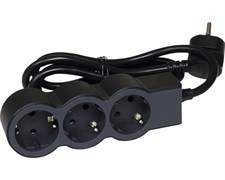 Удлинитель на 3 розетки, 16 А, кабель 3 м, черный, стандарт 694560 Legrand