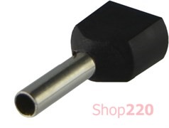 Наконечник трубчатый 1.5 мм кв на два провода, черный, Аско A0060120006