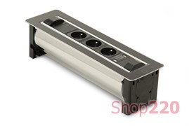 Вращающийся блок розеток 3х220В + USB тип А + С, черное стекло, Versaturn ASA 060.24F.00031