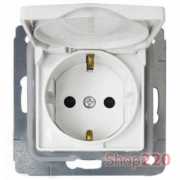 Механизм розетки с заземлением со шторками и крышкой, 16A 250В, белый, 773622 Legrand Cariva