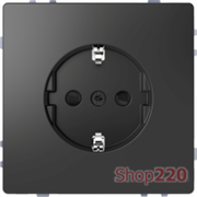 Розетка 220В со шторками, винтовой зажим, антрацит, D-Life Merten MTN2400-6034