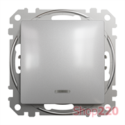 Выключатель с подсветкой 1 клавишный, алюминий, Sedna Design