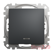 Выключатель с подсветкой 1 клавишный, черный, Sedna Design