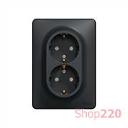 Розетка электрическая двойная, черный, Sedna Design