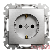 Розетка электрическая, матовый алюминий, Sedna Design