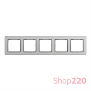 Рамка 5 постов, матовый алюминий, Sedna Design