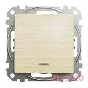 Выключатель с подсветкой 1 клавишный, береза, Sedna Design