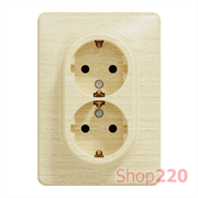 Розетка электрическая двойная, береза, Sedna Design