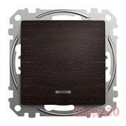 Выключатель с подсветкой 1 клавишный, венге, Sedna Design