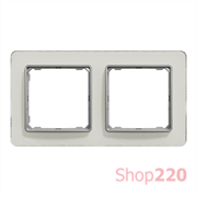 Рамка 2 поста, белое стекло, Sedna Design