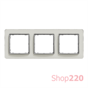 Рамка 3 поста, белое стекло, Sedna Design