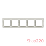 Рамка 5 постов, белое стекло, Sedna Design