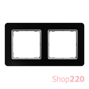 Рамка 2 поста, черное стекло, Sedna Design