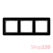 Рамка 3 поста, черное стекло, Sedna Design