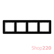 Рамка 4 поста, черное стекло, Sedna Design