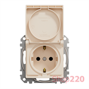 Розетка электрическая с крышкой, бежевый, Sedna Design