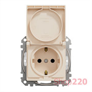 Розетка влагозащищенная IP44, бежевый, Sedna Design