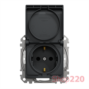 Розетка влагозащищенная IP44, черный, Sedna Design