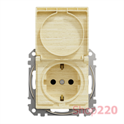 Розетка электрическая с крышкой, береза, Sedna Design