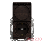 Розетка электрическая с крышкой, венге, Sedna Design