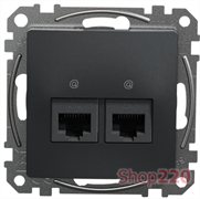 Компьютерная розетка 2 х RJ45 кат. 5е UTP, черный, Sedna Design