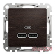 Розетка USB тип A+A, венге, Sedna Design