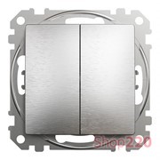 Выключатель 2 клавишный, матовый алюминий, Sedna Design