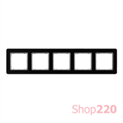 Рамка 5 постов, черное стекло, Sedna Design