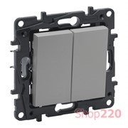 Кнопка двухклавишная, алюминий, Niloe Step Legrand