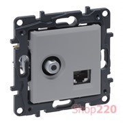 Розетка комбинированная TV тип F и RJ45 CAT6 UTP, алюминий, Niloe Step Legrand