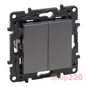 Кнопка двухклавишная, сталь, Niloe Step Legrand