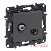 Розетка комбинированная TV тип F и RJ45 CAT6 UTP, сталь, Niloe Step Legrand
