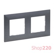 Рамка 2 поста, фактурная сталь, Niloe Step Legrand