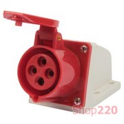 Силовая розетка 16А, 380В, 4 полюса, стационарная, e.socket.pro.4.16