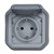 Розетка 220В с заземлением с винтовыми клеммами встроенная, серый, Plexo - фото 150231