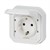 Розетка 220В с заземлением с винтовыми клеммами и монтажными лапками встроенная, белый, Plexo - фото 150235