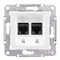 Розетка двойная RJ 45 кат 6, неэкран, UTP, белый, Sedna SDN4800121 Schneider