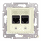 Розетка двойная RJ 45 кат 6, неэкран, UTP, кремовый, Sedna SDN4800123 Schneider