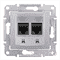 Розетка двойная RJ 45 кат 6, неэкран, UTP, алюминий, Sedna SDN4800160 Schneider