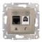 Розетка RJ 11 + RJ 45 кат 6 неэкран, UTP, титан, Sedna SDN5200168 Schneider