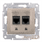 Розетка двойная RJ 45 кат 6, экран, STP, титан, Sedna SDN5000168 Schneider