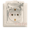 Розетка с заземлением и крышкой, кремовый, Lumina-2 WL1151 Hager