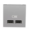 Розетка USB для зарядки, двойная, алюминий, 2 модуля, Unica New Schneider NU341830 - фото 72431