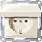 Розетка с заземлением и крышкой, бежевый, Merten MTN2311-0344