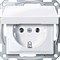 Розетка с заземлением и крышкой, активный белый, Merten MTN2311-0325