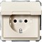 Розетка с заземлением и крышкой, бежевый, Merten MTN2310-4044